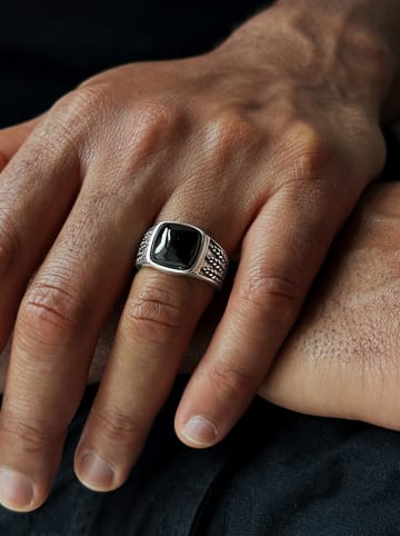 Uomo Zilveren ring met edelstenen