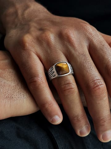 Uomo Zilveren ring met edelstenen
