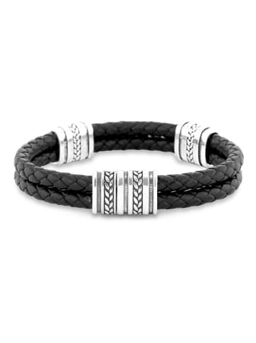Uomo Leren armband zwart