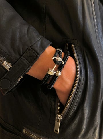 Uomo Leren armband zwart