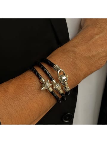 Uomo Leren armband zwart