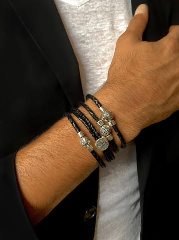 Uomo Leren armband zwart