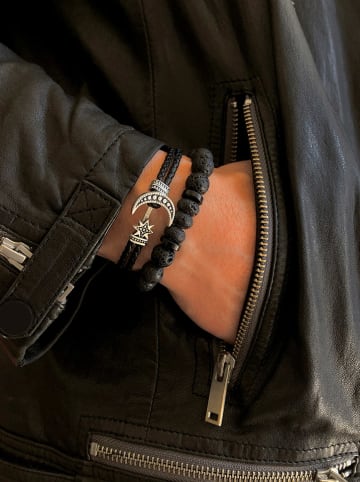 Uomo Leren armband zwart