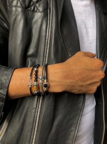 Uomo Leren armband zwart