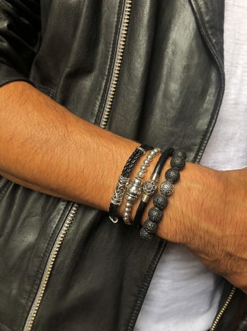Uomo Leren armband zwart