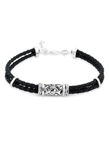 Uomo Leren armband zwart