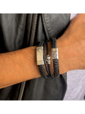 Uomo Leren armband zwart