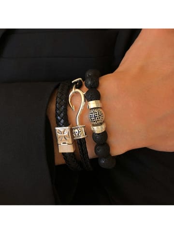 Uomo Leder-Armband in Schwarz