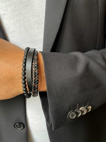 Uomo Leder-Armband in Schwarz/ Braun