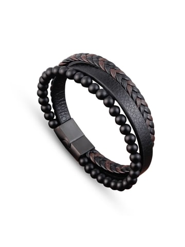 Uomo Leren armband zwart/bruin