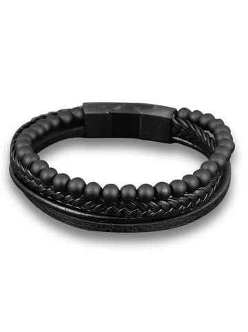 Uomo Leren armband zwart