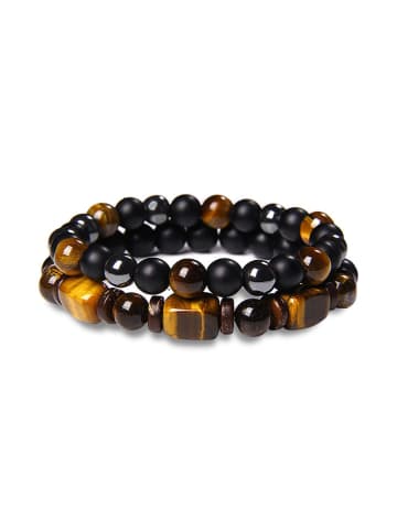 Uomo 2-delige set: armbanden met edelstenen