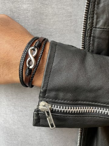 Uomo Skórzana bransoletka w kolorze czarno-brązowym