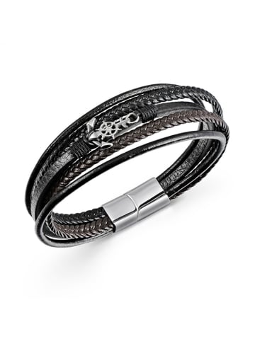 Uomo Leren armband zwart/bruin