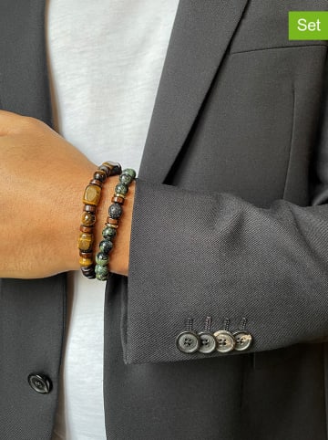 Uomo 2-delige set: armbanden met edelstenen