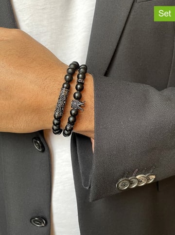 Uomo 2er-Set: Armbänder mit Edelsteinen