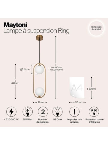Maytoni Hanglamp "Ring" wit/zwart - (B)17 x (H)204 cm