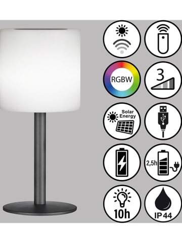 FISCHER & HONSEL Solarna lampa stołowa LED "Lesina" w kolorze białym - wys. 30 x Ø 13 cm