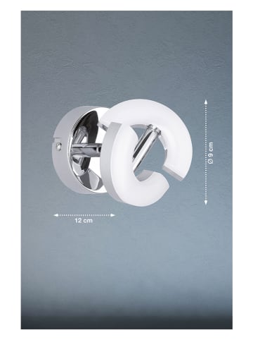 FISCHER & HONSEL Ledwandlamp "Donut" wit/zilverkleurig - (L)12 x Ø 9 cm
