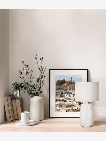 FISCHER & HONSEL Lampa stołowa "Face" w kolorze białym - wys. 36,5 x Ø 20 cm