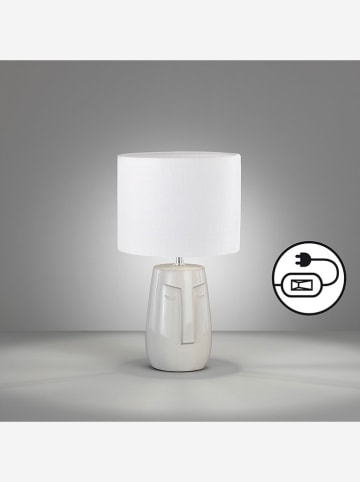 FISCHER & HONSEL Lampa stołowa "Face" w kolorze biało-beżowym - wys. 39 x Ø 22 cm