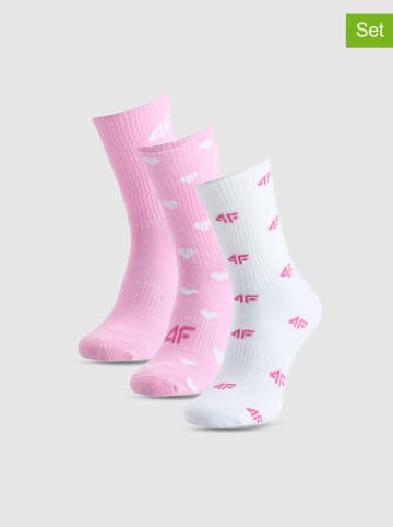4F 3er-Set: Socken in Rosa/ Weiß