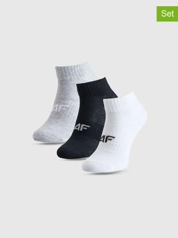 4F 3-delige set: sokken grijs/wit/zwart