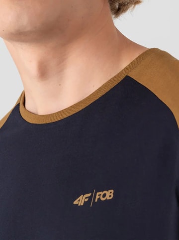4F Longsleeve in Dunkelblau/ Hellbraun