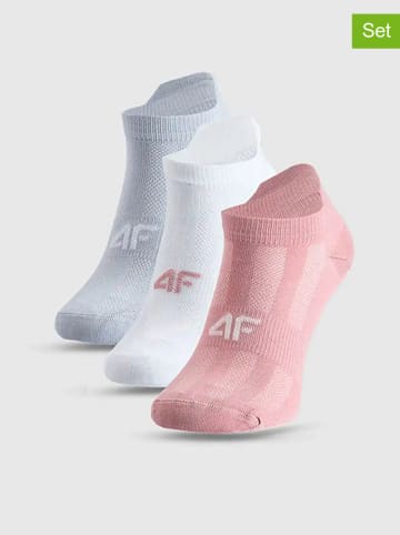4F 3-delige set: sportsokken lichtroze/grijs/crème