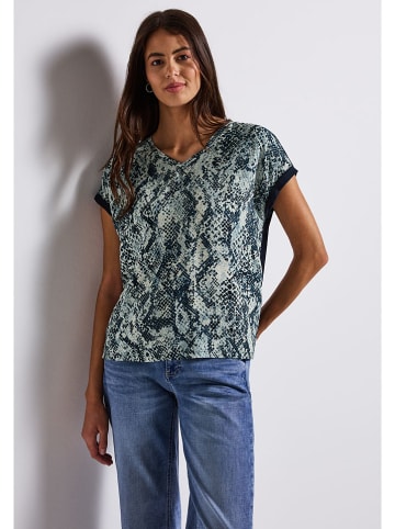 Street One Bluse in Petrol/ Creme