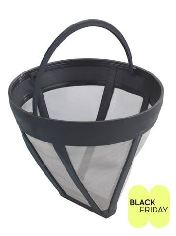 Wenko Edelstahl-Kaffeefilter in Schwarz - (H)10 x Ø 11,5 cm