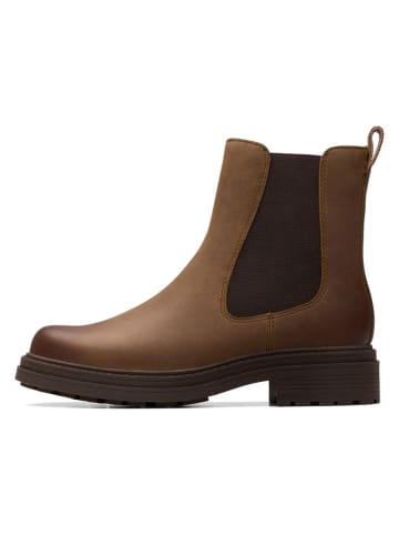 Clarks Leder-Chelsea-Boots in Hellbraun