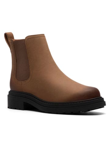 Clarks Leder-Chelsea-Boots in Hellbraun