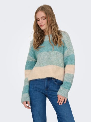 JDY Trui "Veronica" crème/turquoise