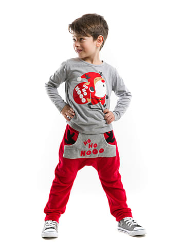 Denokids 2tlg. Outfit "Hoo Hoo" in Grau/ Rot