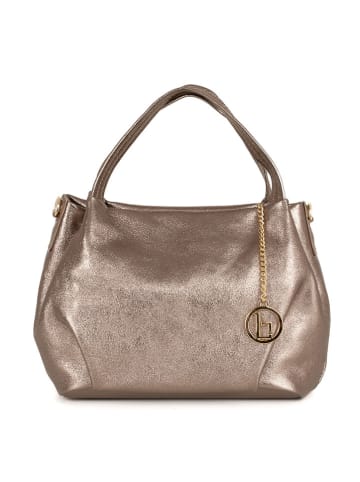 Lia Biassoni Leder-Henkeltasche "Taro" in Bronze - (B)28 x (H)25 x (T)18 cm
