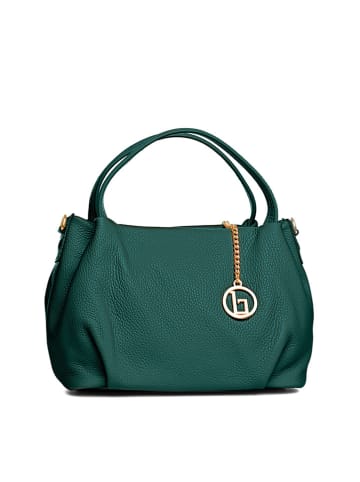 Lia Biassoni Leder-Henkeltasche "Taro" in Petrol - (B)28 x (H)25 x (T)18 cm