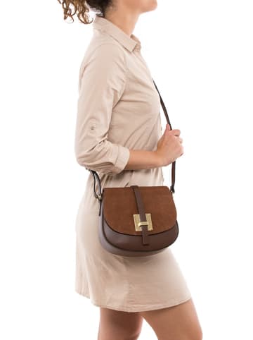 Lia Biassoni Skórzana torebka "Adda" w kolorze jasnobrązowym - 23 x 20 x 6 cm