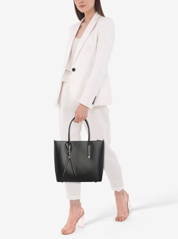 Lia Biassoni Leder-Schultertasche "Mallero" in Schwarz - (B)32 x (H)30 x (T)12 cm