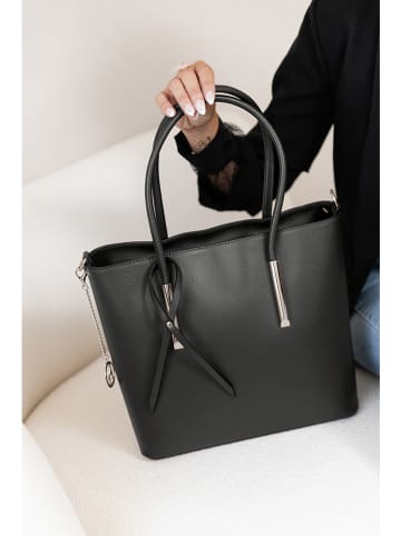 Lia Biassoni Leder-Schultertasche "Mallero" in Schwarz - (B)32 x (H)30 x (T)12 cm