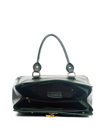 Lia Biassoni Skórzana torebka "Nure" w kolorze ciemnozielonym - 36 x 28 x 18 cm