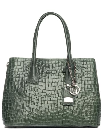 Lia Biassoni Skórzana torebka "Allia" w kolorze zielonym - 40 x 33 x 16 cm