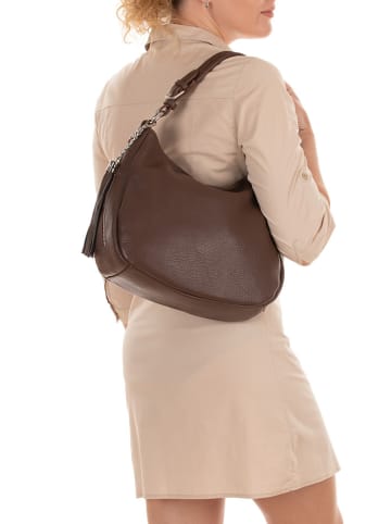 Lia Biassoni Skórzana torebka "Monate" w kolorze ciemnobrązowym - 36 x 26 x 10 cm