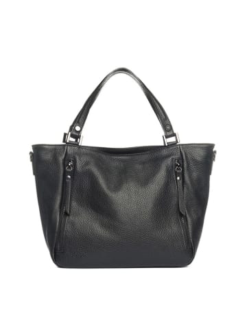 Lia Biassoni Leder-Schultertasche "Alserio" in Schwarz - (B)42 x (H)26 x (T)14 cm