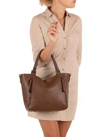 Lia Biassoni Skórzana torebka "Alserio" w kolorze brązowym - 42 x 26 x 14 cm