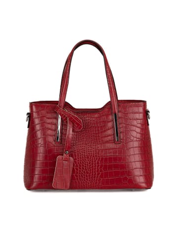 Lia Biassoni Skórzana torebka "Acco" w kolorze czerwonym - 32 x 22 x 12 cm