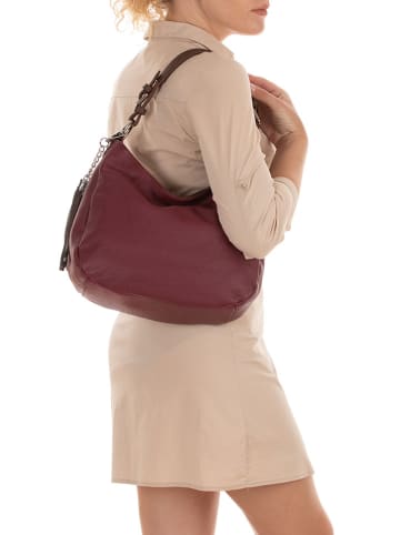 Lia Biassoni Skórzana torebka "Garga" w kolorze bordowym - 36 x 26 x 10 cm