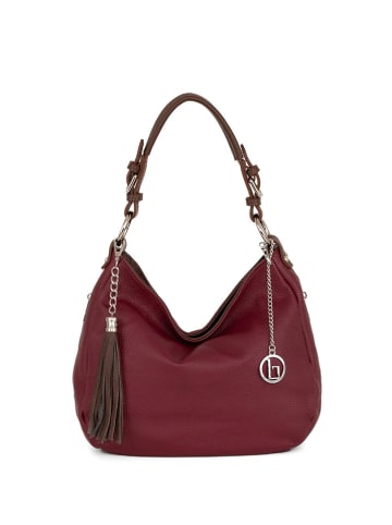 Lia Biassoni Skórzana torebka "Garga" w kolorze bordowym - 36 x 26 x 10 cm