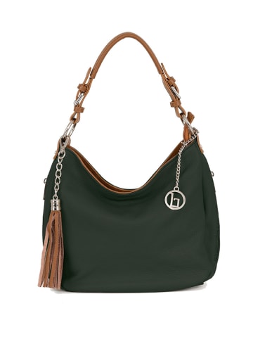 Lia Biassoni Skórzana torebka "Garga" w kolorze zielonym - 36 x 26 x 10 cm