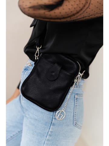 Lia Biassoni Skórzana torebka "Paglia" w kolorze czarnym na telefon - 15 x 20 x 1 cm